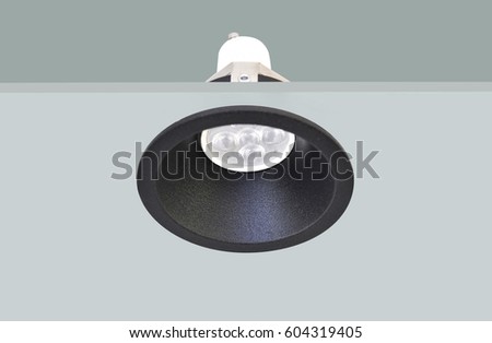 Downlight or Ceiling light Installed on a gray ceiling.