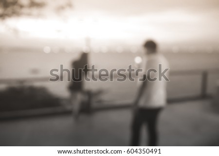 Picture blurred  for background abstract and can be illustration to article of couple relax in restaurant