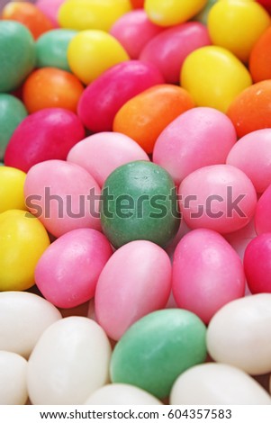 Easter candy. Egg shaped sugar candy for easter season.