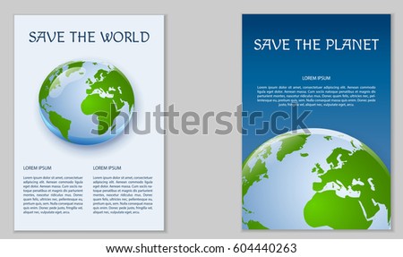 Template of poster design. Save the planet. Ecological poster. For use as logos on cards, in printing, posters, invitations, web design and other purposes
