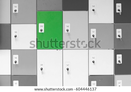 Cabinet lockers, different sizes, locked with a key