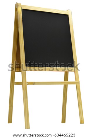 Chalkboard or Blackboard or Empty blackboard or Wooden blackboard with blank screen on isolated white background