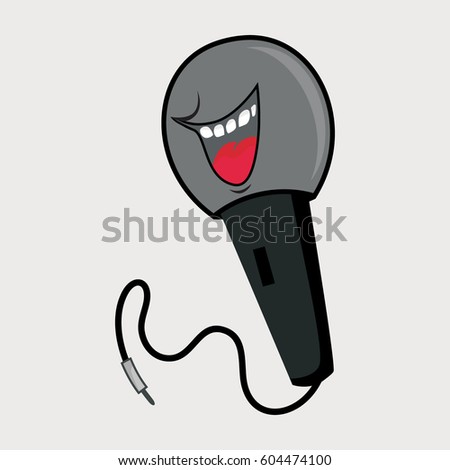 Funny Microphone With Grey Background Vector