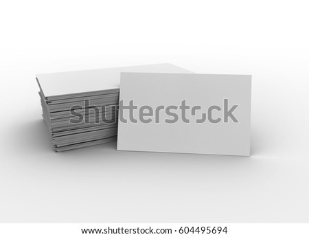 3d rendered stack business cards mock-up