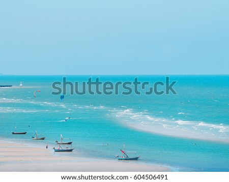 Summer activities, a longtail boat in Hua Hin beach 