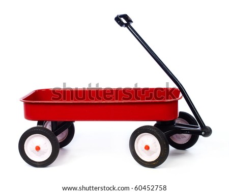 Toy red wagon on white full size Royalty-Free Stock Photo #60452758