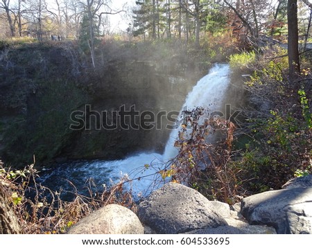 Fall in at the Waterfalls in Minnehaha park in Minneapolis, Minnesota