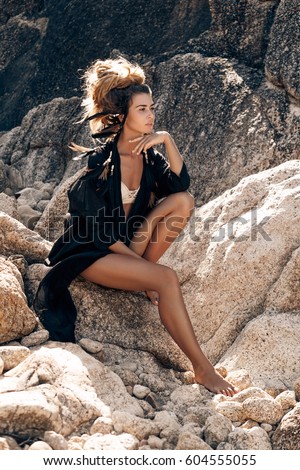 beautiful young boho woman outdoors portrait