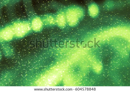 Abstract Green background. Glowing particles. Template for design