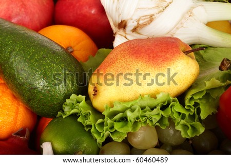 Close up of pile fresh fruit.