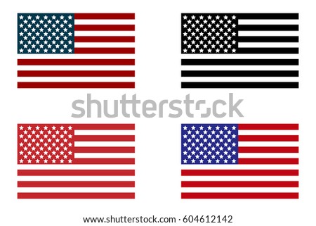 USA Flag. Set of american flag