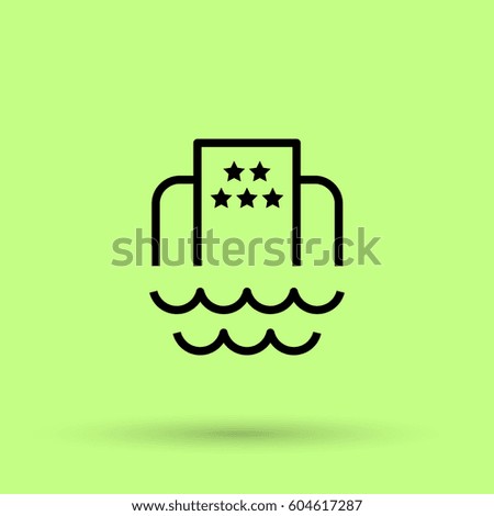 Hotel isolated minimal single flat icon. Beach line vector icon for websites and mobile minimalistic flat design.