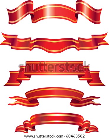 vector collection of red ribbons or banners. christmas holiday style