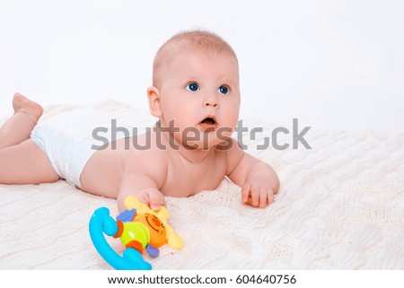 Cute baby girl on white background