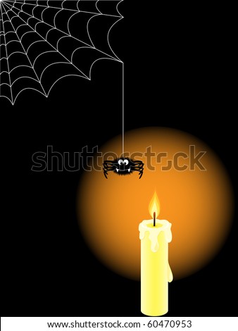 Halloween background with candle and spider