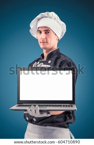 chef virtual reality a blue background in HD quality