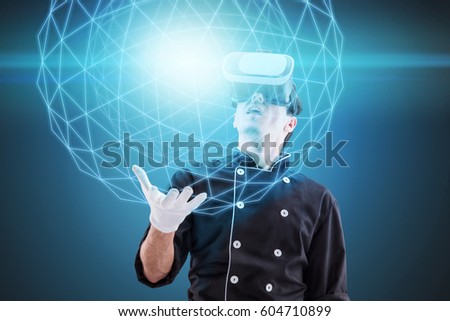 chef virtual reality a blue background in HD quality