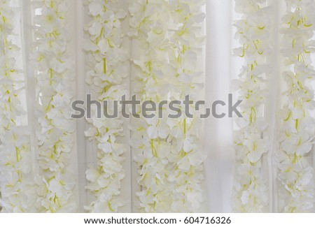 White flowers curtain for background.