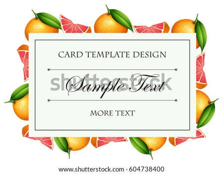 Card template with grapefruit border illustration