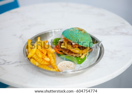 Meat hamburger with french fried