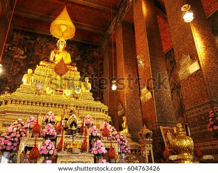 The buddha image  is enshrined in the temple