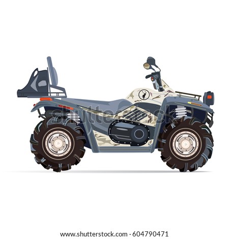 Vector illustration of quad bike isolated on white background. All-terrain vehicle flat style design.