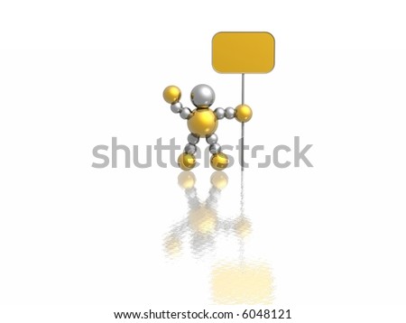 3D man with blank banner