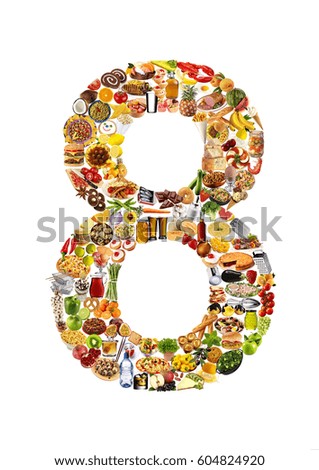 FOODFONT NUMBER 8 ON WHITE