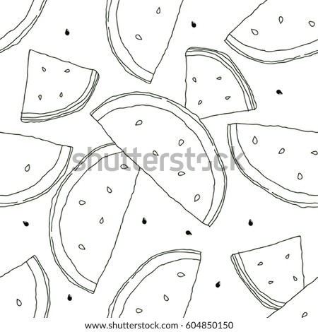 Background of watermelon slices sketch