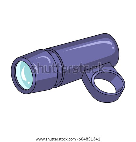 A flashlight that clings to the steering wheel to illuminate the road.Cyclist outfit single icon in cartoon style vector symbol stock illustration.