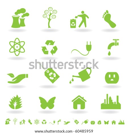 Eco friendly icon set in green