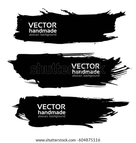 Abstract black long textured strokes isolated on a white background