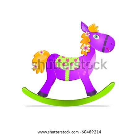 violet rocking horse toy icon isolated on white background