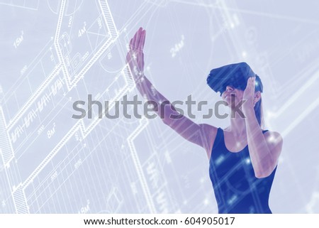 Woman with glasses of virtual reality. Future technology concept. Modern imaging technology.