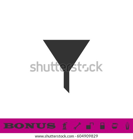 Funnel filter icon flat. Black pictogram on white background. Vector illustration symbol and bonus button