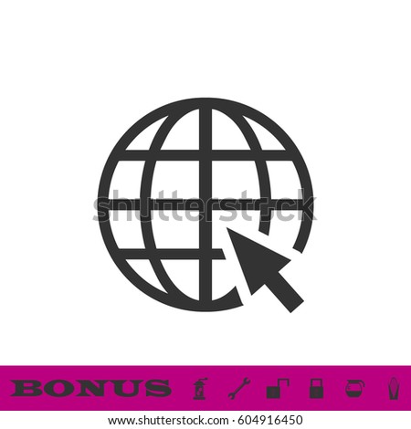 Globe web icon flat. Black pictogram on white background. Vector illustration symbol and bonus button