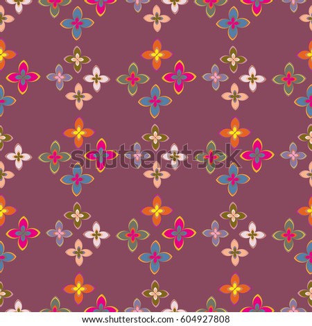 New simple abstract geometric seamless pattern with flower for background. Geometric backdrop with flower silhouette.
