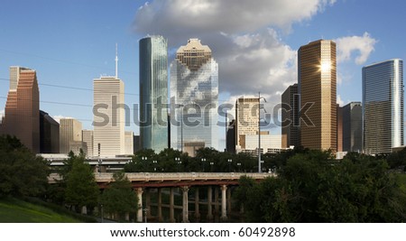 Downtown Houston seen from the Bayou