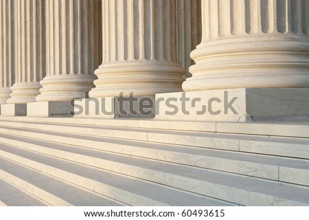 Washington DC Architectural detail of columns and marble steps. Critical focus on middle column. Royalty-Free Stock Photo #60493615