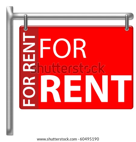 For Rent Sign in red color