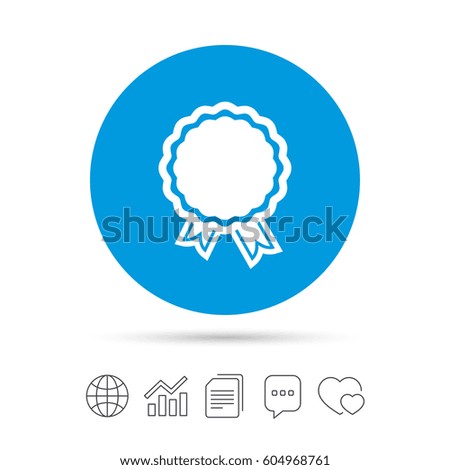 Award icon. Best guarantee symbol. Winner achievement sign. Copy files, chat speech bubble and chart web icons. Vector