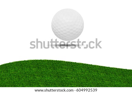 Golf ball on green grass background of golf course.