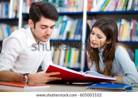 Group of Students at work in a Library