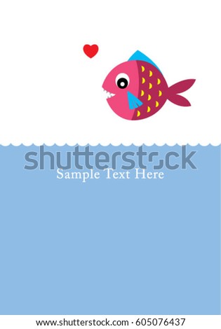 cute fish valentine love card vector