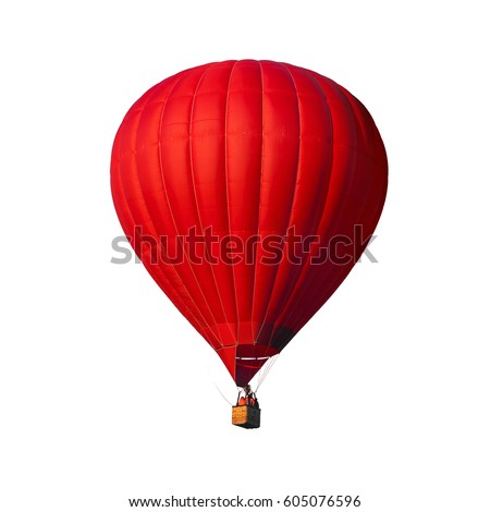 Red air balloon isolated on white with alpha channel and work path, perfect for digital composition Royalty-Free Stock Photo #605076596