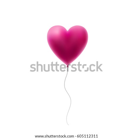  illustration of pink Heart balloon isolated on white