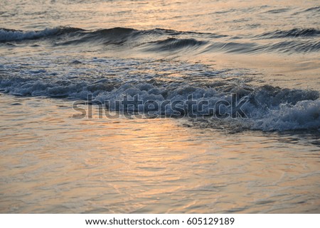 Sunset on the sea wave,Beautiful landscape with sea