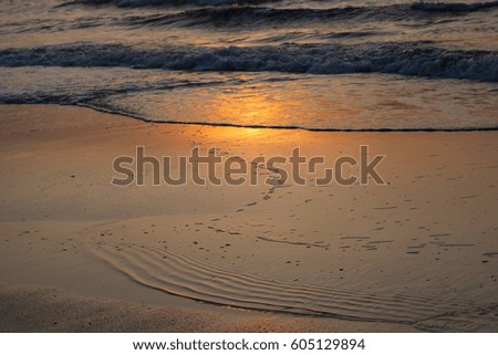 Sunset on the sea wave,Beautiful landscape with sea