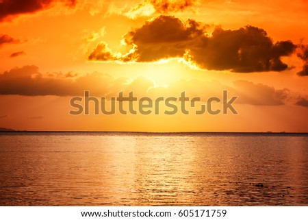Bright beautiful sea sunset. Travel and holiday in tropical