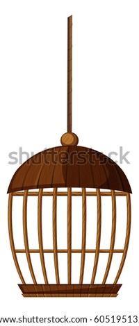 Bird cage made of wood illustration